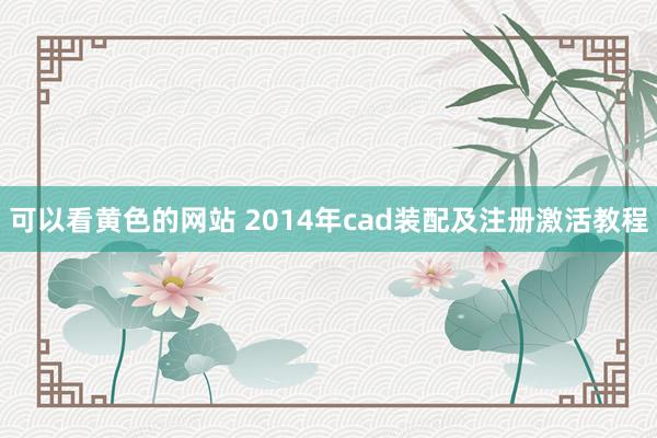 可以看黄色的网站 2014年cad装配及注册激活教程
